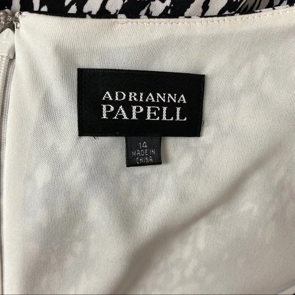 Adrianna Papell Faux Wrap Dress Gray Black 14 - Picture 4 of 4